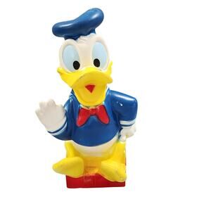 Donald Duck Coin Bank Walt Disney Productions Play Pal Plastics 10" Vintage